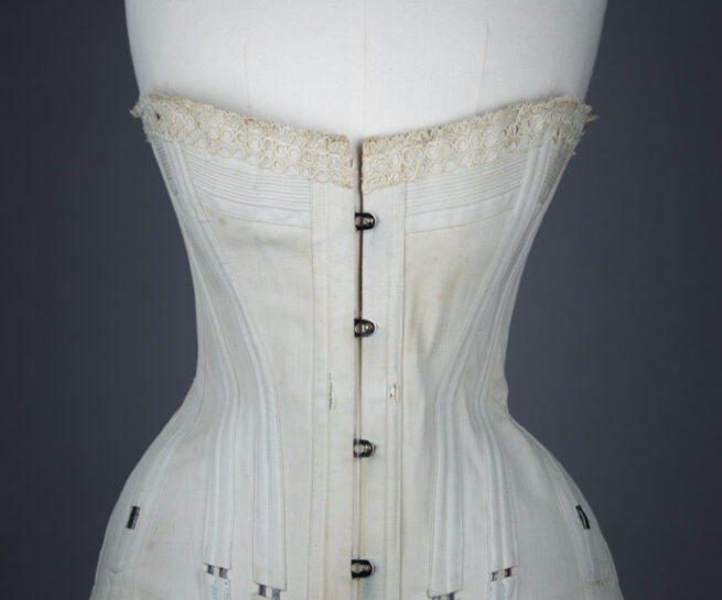 Cotton corset with cording and exposed spiral steel boning, c. 1900-5, Denmark. From The Underpinnings Museum collection. Photography by Tigz Rice