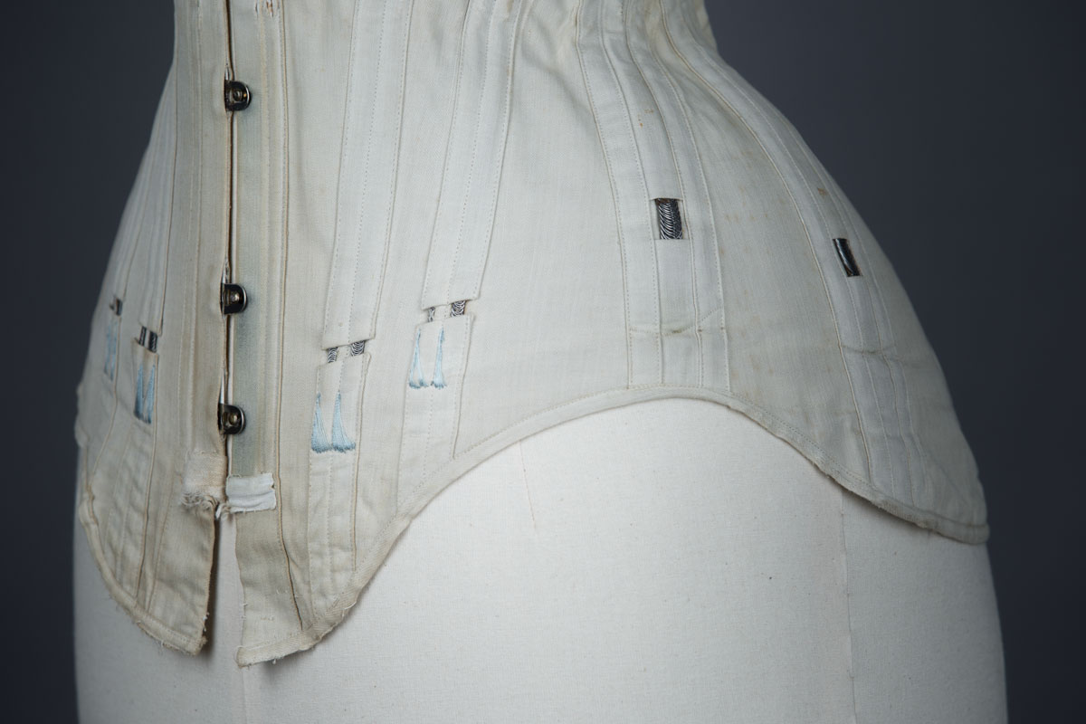 Cotton corset with cording and exposed spiral steel boning, c. 1900-5, Denmark. From The Underpinnings Museum collection. Photography by Tigz Rice
