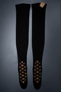 Floral Embroidered Black Silk Stockings, c. 1900, Great Britain From The Underpinnings Museum collection Photography by Tigz Rice