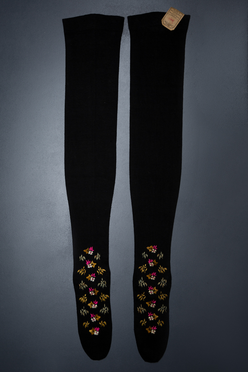 Floral Embroidered Black Silk Stockings, c. 1900, Great Britain From The Underpinnings Museum collection Photography by Tigz Rice