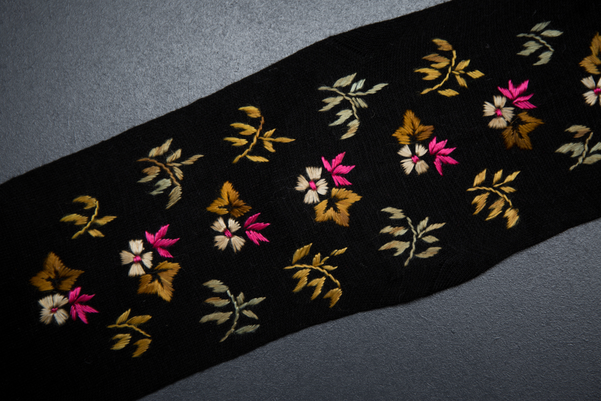 Floral Embroidered Black Silk Stockings, c. 1900, Great Britain From The Underpinnings Museum collection Photography by Tigz Rice