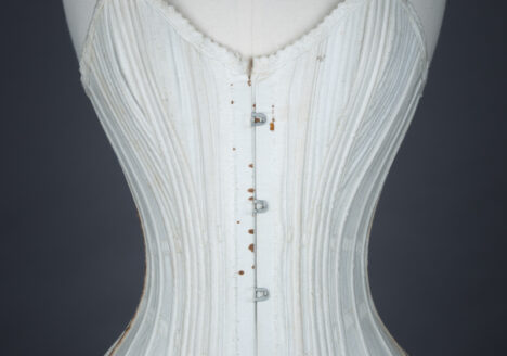 Sweetheart Bustline Cane Boned Cotton Corset, c.1890s, origin unknown. From The Underpinnings Museum collection Photography by Tigz Rice