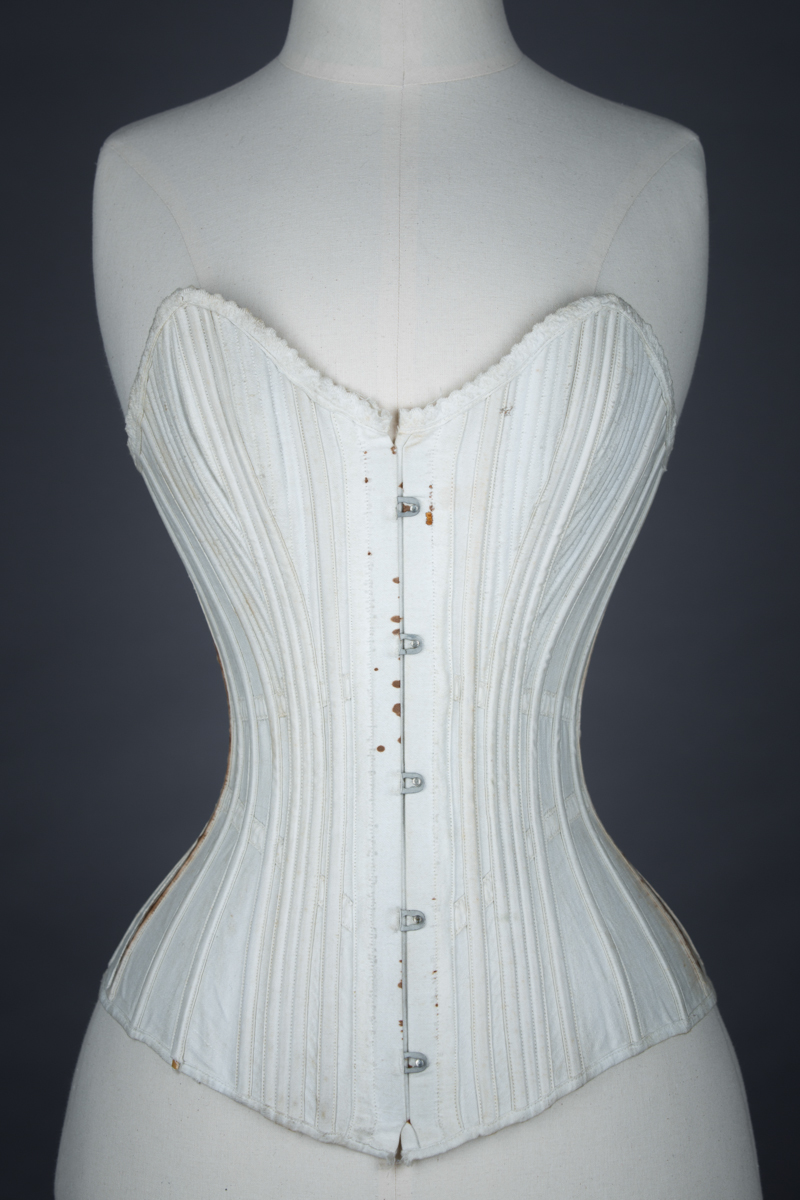Sweetheart Bustline Cane Boned Cotton Corset, c.1890s, origin unknown. From The Underpinnings Museum collection Photography by Tigz Rice