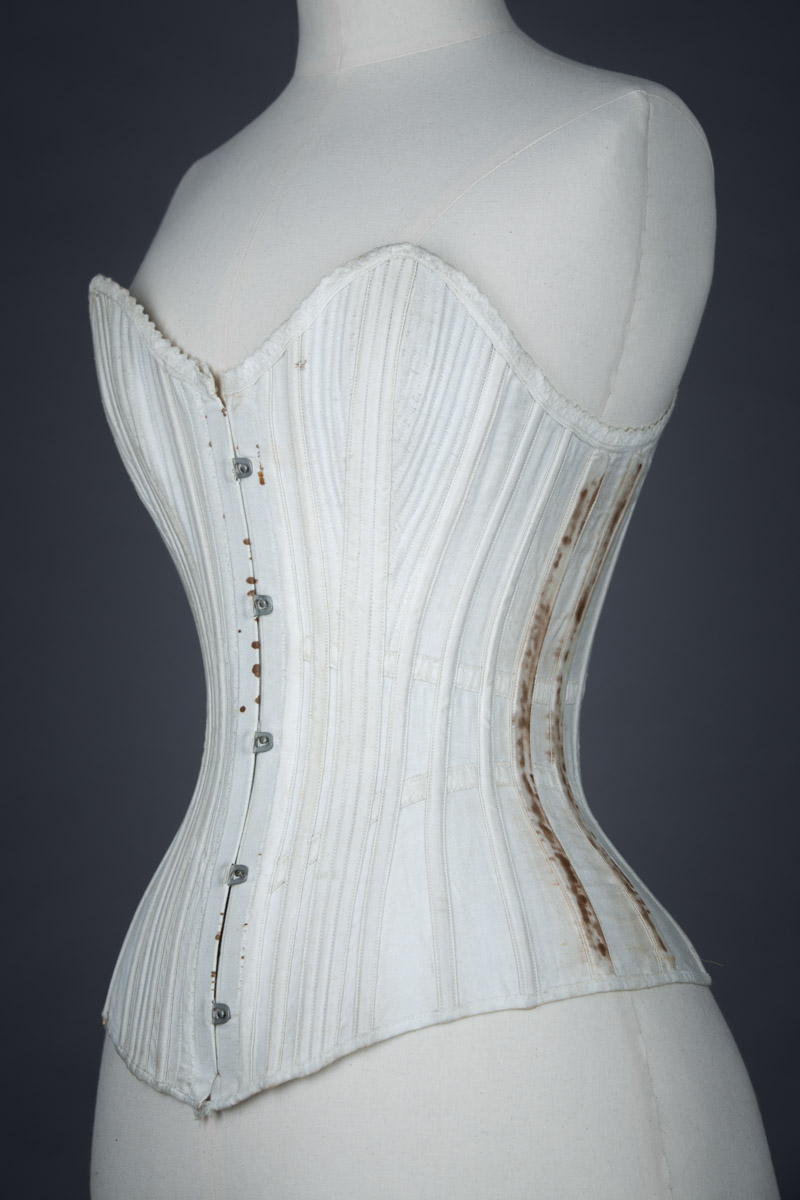 Sweetheart Bustline Cane Boned Cotton Corset, c.1890s, origin unknown. From The Underpinnings Museum collection Photography by Tigz Rice