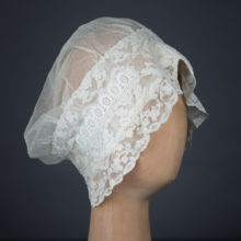 Ivory Tulle & Lace Boudoir Cap c. 1890s, Great Britain. The Underpinnings Museum, photography by Tigz Rice