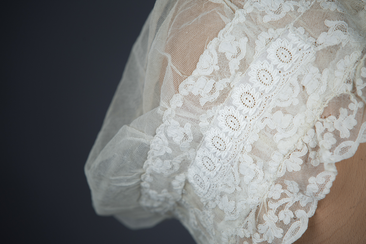 Ivory Tulle & Lace Boudoir Cap c. 1890s, Great Britain. The Underpinnings Museum, photography by Tigz Rice
