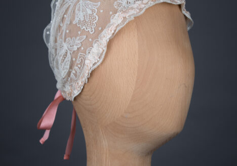 Lace & ruffle silk ribbon boudoir headband, c. 1920s, GB. The Underpinnings Museum. Photo by Tigz Rice