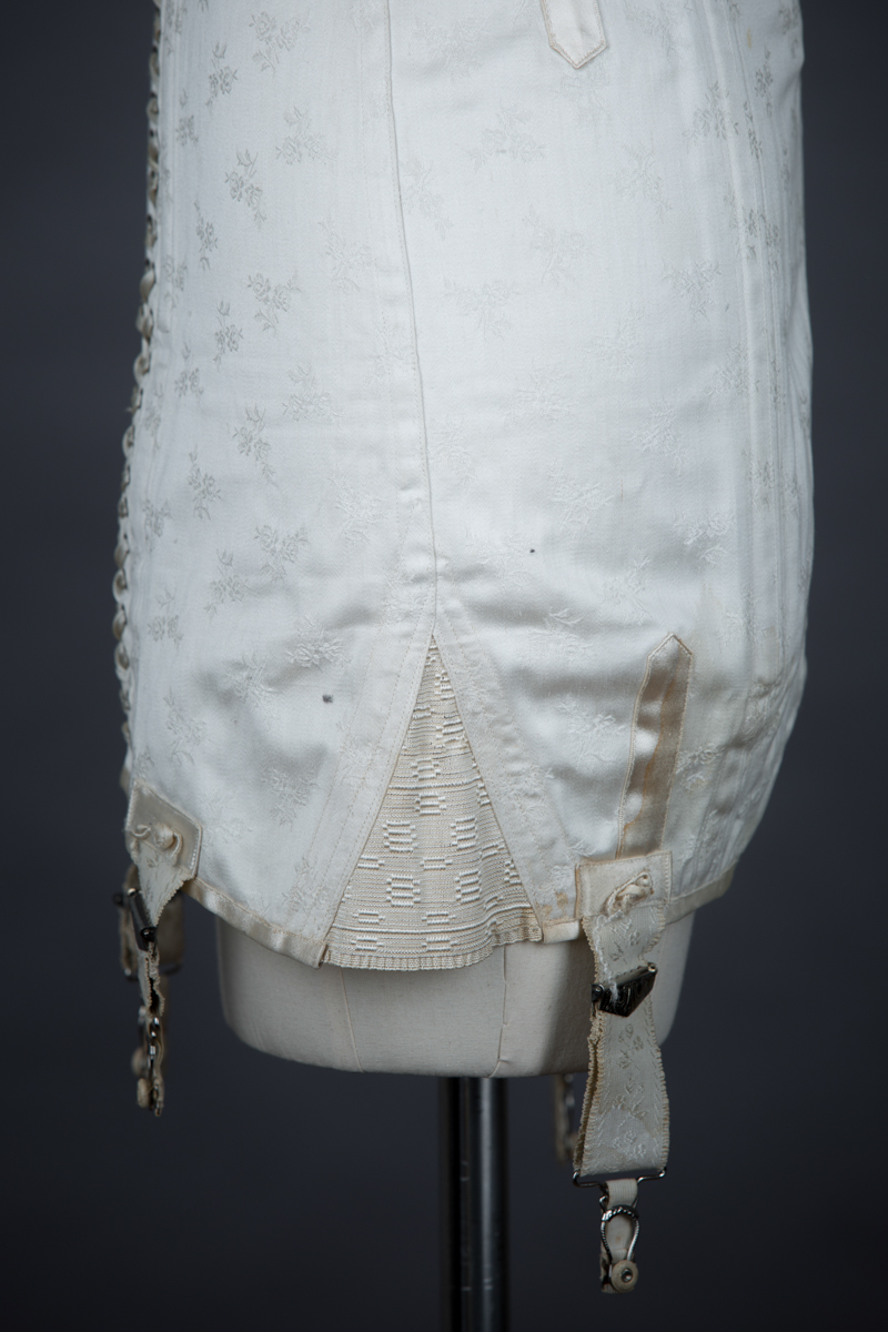 Front Lacing Brocade Girdle With Elastic Gussets & Ribbonwork, c. 1920s, Spain. The Underpinnings Museum. Photography by Tigz Rice