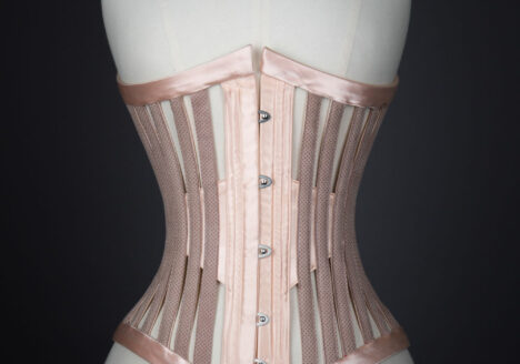 Satin & Leather Ventilated Cage Corset by Corsets By Caroline. The Underpinnings Museum. Photography by Tigz Rice