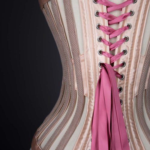 Satin & Leather Ventilated Cage Corset by Corsets By Caroline. The Underpinnings Museum. Photography by Tigz Rice