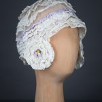 Cotton Leavers Lace Ruffle & Tulle Boudoir Cap With Silk Ribbonwork, c.1920s, UK. The Underpinnings Museum. Photography by Tigz Rice