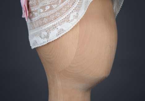 Cotton Leavers Lace & Silk Bow Boudoir Cap, c.1920s, UK. The Underpinnings Museum. Photography by Tigz Rice