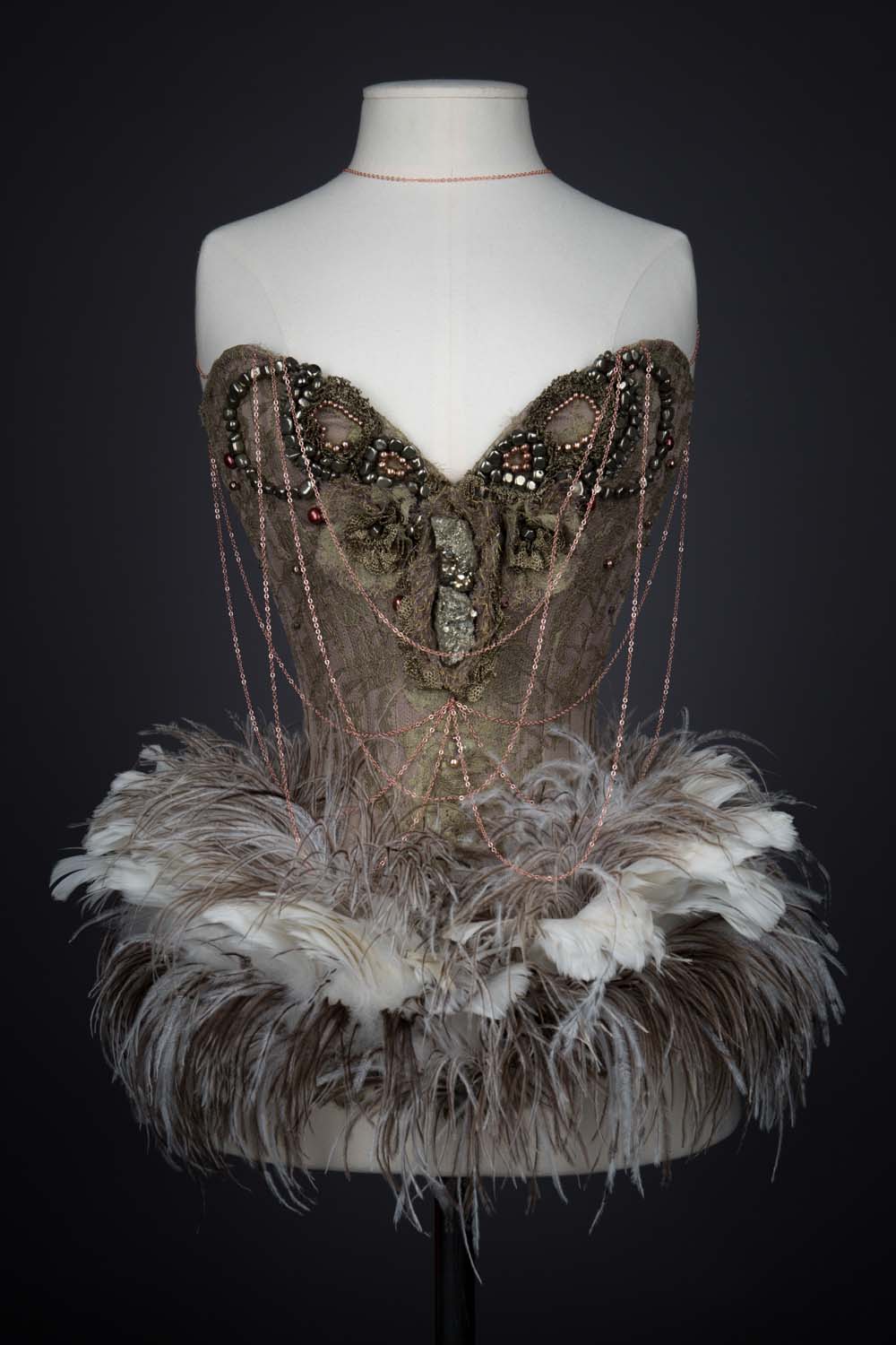 'Jonah' Silk & Feather Overbust Corset By Sparklewren. The Underpinnings Museum. Photography by Tigz Rice