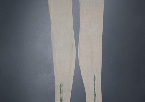 The Underpinnings Museum shot by Tigz Rice Studios 2017Sheer Cream Silk Stockings With Clocked Ankle By Rosaine Hosiery, c. 1920s, USA. The Underpinnings Museum. Photography by Tigz Rice
