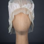 Silk Habotai & Lace Boudoir Cap With Silk Rosettes, c.1920s, UK. The Underpinnings Museum. Photography by Tigz Rice