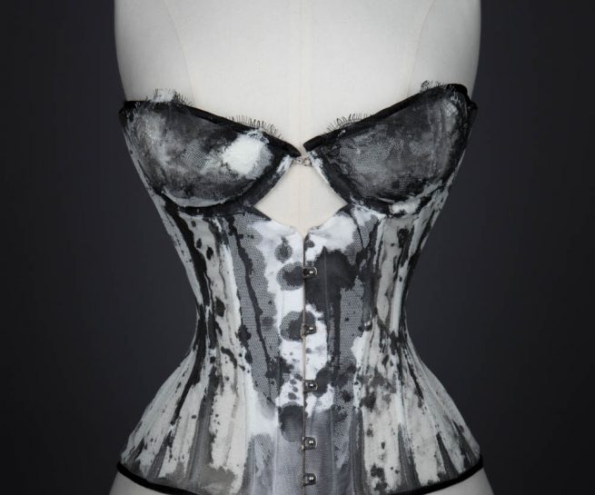 Ink Bobbinet Tulle Cupped Corset By Karolina Laskowska. The Underpinnings Museum. Photography by Tigz Rice