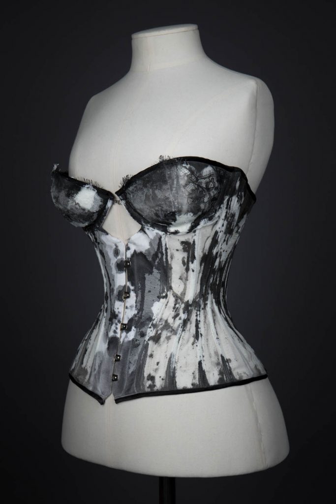 Ink Bobbinet Tulle Cupped Corset By Karolina Laskowska. The Underpinnings Museum. Photography by Tigz Rice