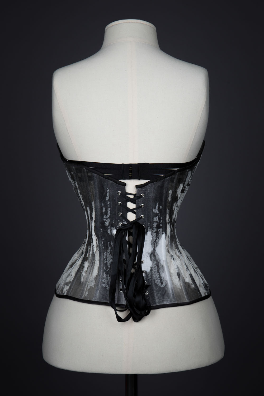 Ink Bobbinet Tulle Cupped Corset By Karolina Laskowska. The Underpinnings Museum. Photography by Tigz Rice