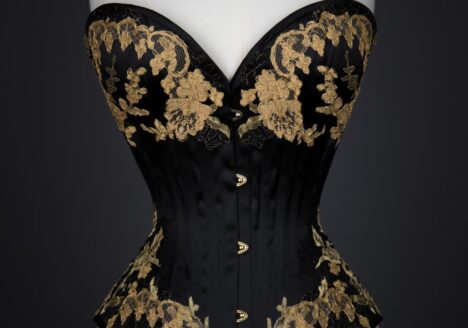 'Vanyanis' satin overbust corset by Vanyanis. The Underpinnings Museum. Photography by Tigz Rice.