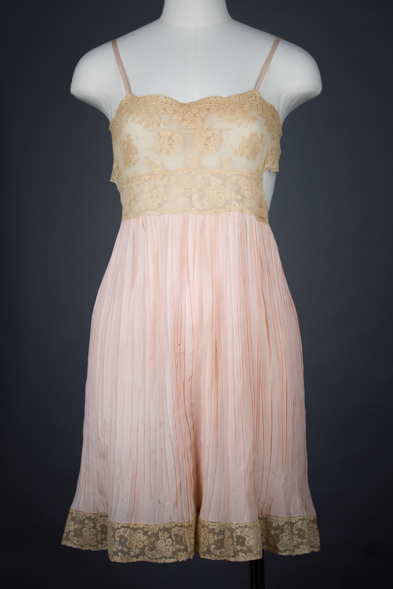 Pleated Silk & Lace Cut Out Teddy, c. 1920s, USA. The Underpinnings Museum. Photography by Tigz Rice