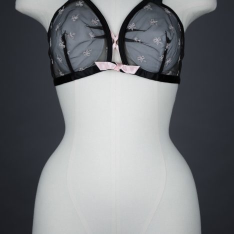 Bow Embroidered Tulle Bra With Overbust Bones By 'Cheers' By Harriette Ross, c. 1954, USA. The Underpinnings Museum. Photography by Tigz Rice