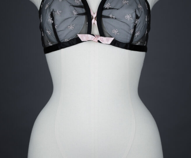 Bow Embroidered Tulle Bra With Overbust Bones By 'Cheers' By Harriette Ross, c. 1954, USA. The Underpinnings Museum. Photography by Tigz Rice
