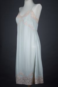 Eau De Nil Silk Crepe & Lace Appliqué Slip, c. 1930s, Great Britain. The Underpinnings Museum. Photography by Tigz Rice