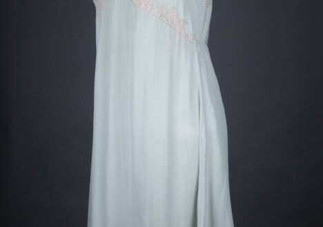 Eau De Nil Silk Crepe & Lace Appliqué Slip, c. 1930s, Great Britain. The Underpinnings Museum. Photography by Tigz Rice