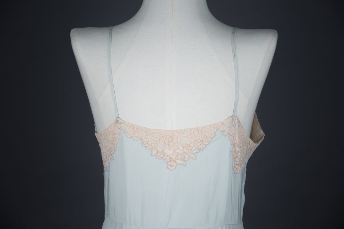 Eau De Nil Silk Crêpe & Lace Appliqué Slip The Underpinnings Museum