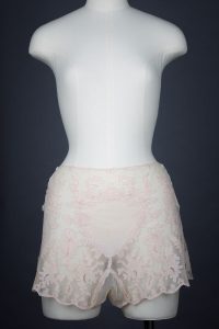 Bobbinet Tulle & Silk Georgette Appliqué Tap Pants, c. 1930s, Great Britain. The Underpinnings Museum. Photography by Tigz Rice.
