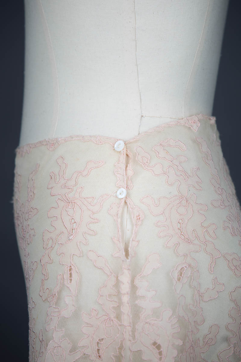 Bobbinet Tulle & Silk Georgette Appliqué Tap Pants, c. 1930s, Great Britain. The Underpinnings Museum. Photography by Tigz Rice.