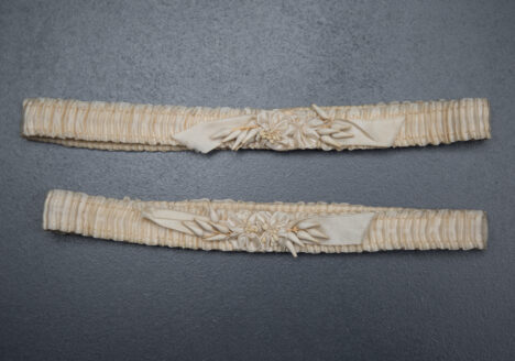Silk Ribbon & Wax Flower Wedding Garters, c.1920s, USA. The Underpinnings Museum. Photography by Tigz Rice.