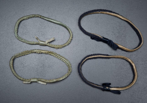 Two Pairs Of Rouleaux Satin Elastic Garters, c.1920s, USA. The Underpinnings Museum. Photography by Tigz Rice