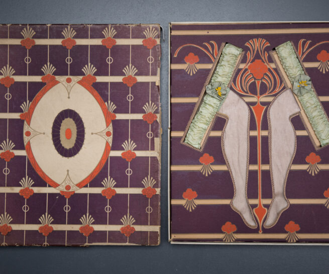 Ribbon Garter & Silk Stocking Gift Set, c. 1920s, Great Britain. The Underpinnings Museum. Photography by Tigz Rice