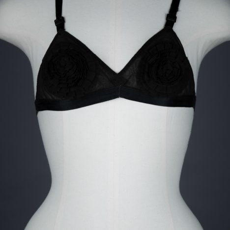Nylon Rosette Ruffle Bra By Au Fait Foundations, c. 1950s, England. The Underpinnings Museum. Photography by Tigz Rice