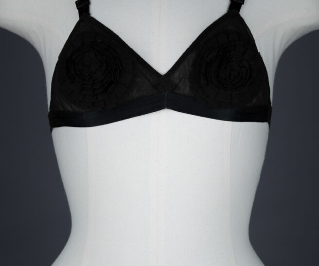 Nylon Rosette Ruffle Bra By Au Fait Foundations, c. 1950s, England. The Underpinnings Museum. Photography by Tigz Rice