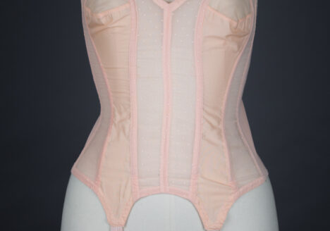 Swiss Dot Nylon Cathedral Boned Corselet By Namsie, c. 1950s, Great Britain. The Underpinnings Museum. Photography by Tigz Rice