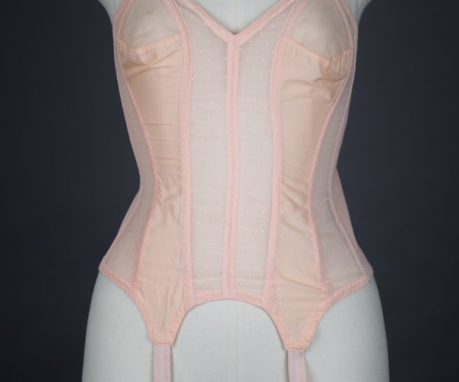 Swiss Dot Nylon Cathedral Boned Corselet By Namsie, c. 1950s, Great Britain. The Underpinnings Museum. Photography by Tigz Rice