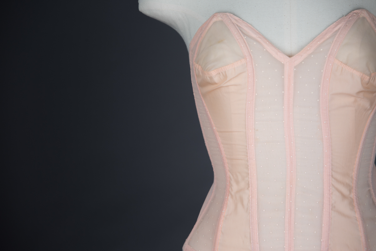 Swiss Dot Nylon Cathedral Boned Corselet By Namsie, c. 1950s, Great Britain. The Underpinnings Museum. Photography by Tigz Rice
