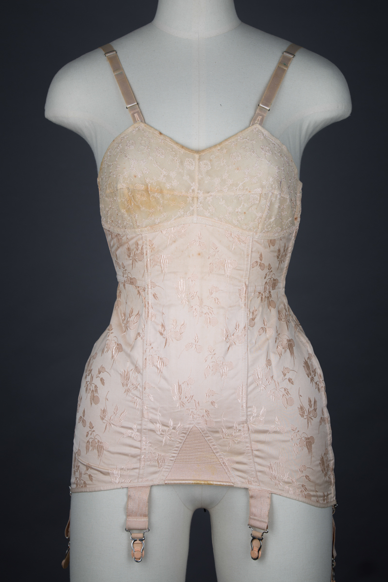 Embroidered Tulle & Brocade Coutil Corselet By Spirella, c. 1940s, Great Britain. The Underpinnings Museum. Photography by Tigz Rice