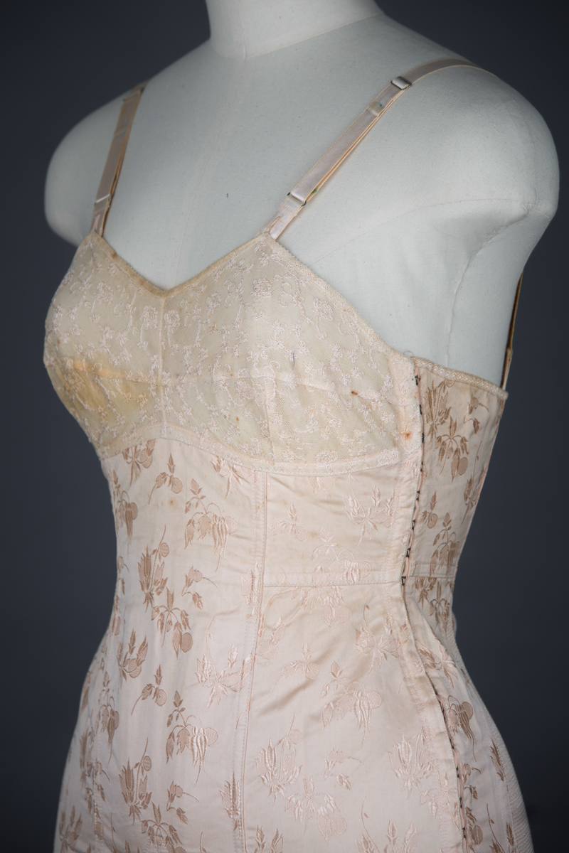 Embroidered Tulle & Brocade Coutil Corselet By Spirella, c. 1940s, Great Britain. The Underpinnings Museum. Photography by Tigz Rice