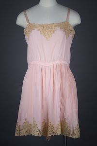 Lace Insert & Pleated Silk Step In, c. 1920s, Great Britain. The Underpinnings Museum. Photography by Tigz Rice