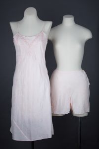 Embroidered, Bias Cut, Jacquard Silk Trousseau Slip & Tap Pants, c. 1930s, Great Britain. The Underpinnings Museum. Photography by Tigz Rice