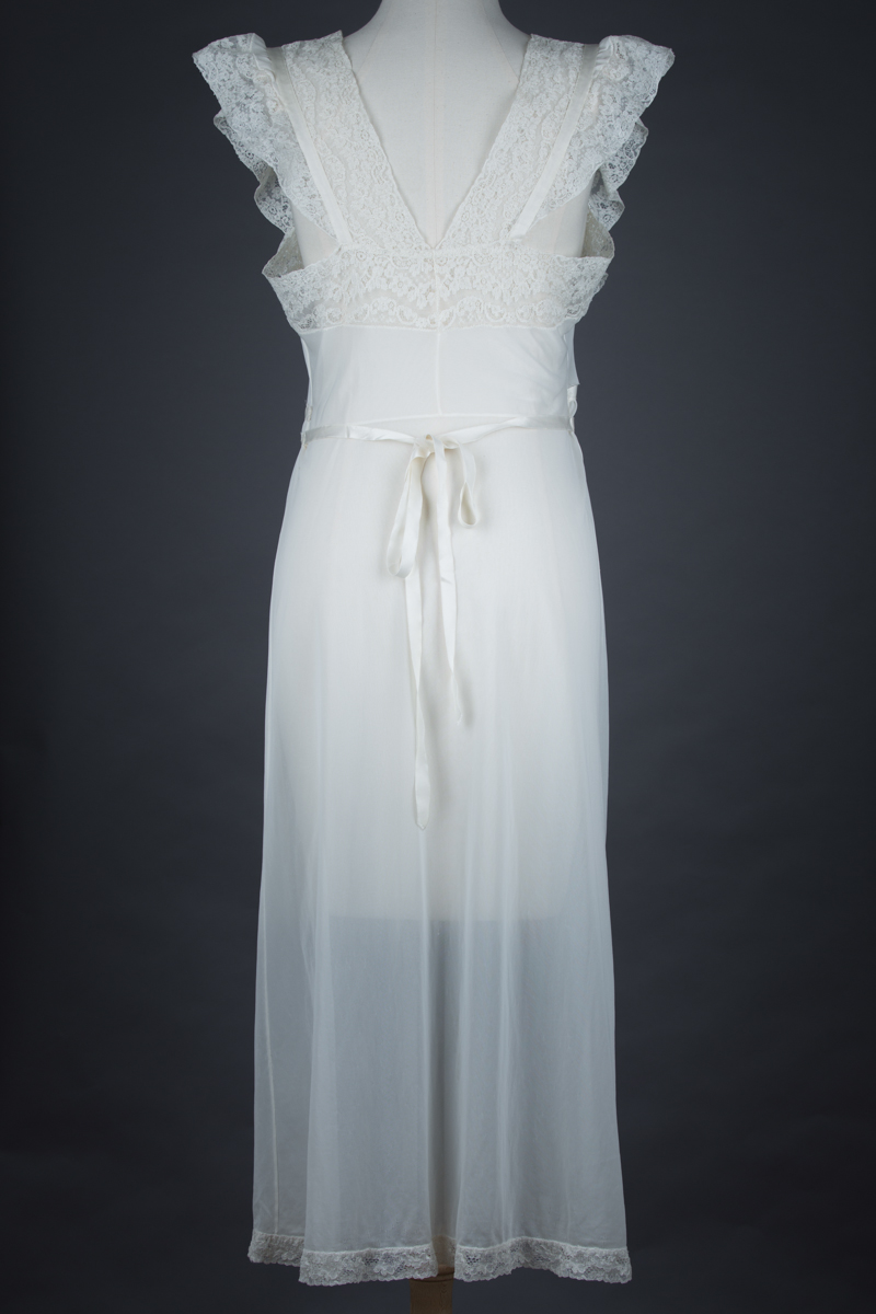Nylon & Lace Gown With Satin Ribbon Sash, c.1960s, USA. The Underpinnings Museum. Photography by Tigz Rice