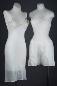 Homemade Parachute Silk & Tulle Slip, Bra & Tap Pant Set, c. 1940s, Great Britain. The Underpinnings Museum. Photography by Tigz Rice