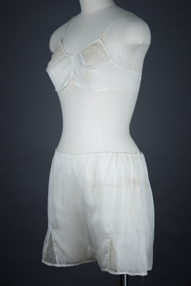 Homemade Parachute Silk & Tulle Slip, Bra & Tap Pant Set, c. 1940s, Great Britain. The Underpinnings Museum. Photography by Tigz Rice