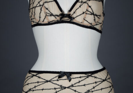 'Maschina' Embroidered Mesh Bra Set By Agent Provocateur, 2008, Designed in the UK. The Underpinnings Museum. Photography by Tigz Rice