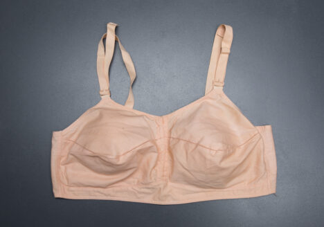 Cotton Nursing Bra With Faggoting Stitch By Maidenform, c. 1934, USA. The Underpinnings Museum. Photography by Tigz Rice
