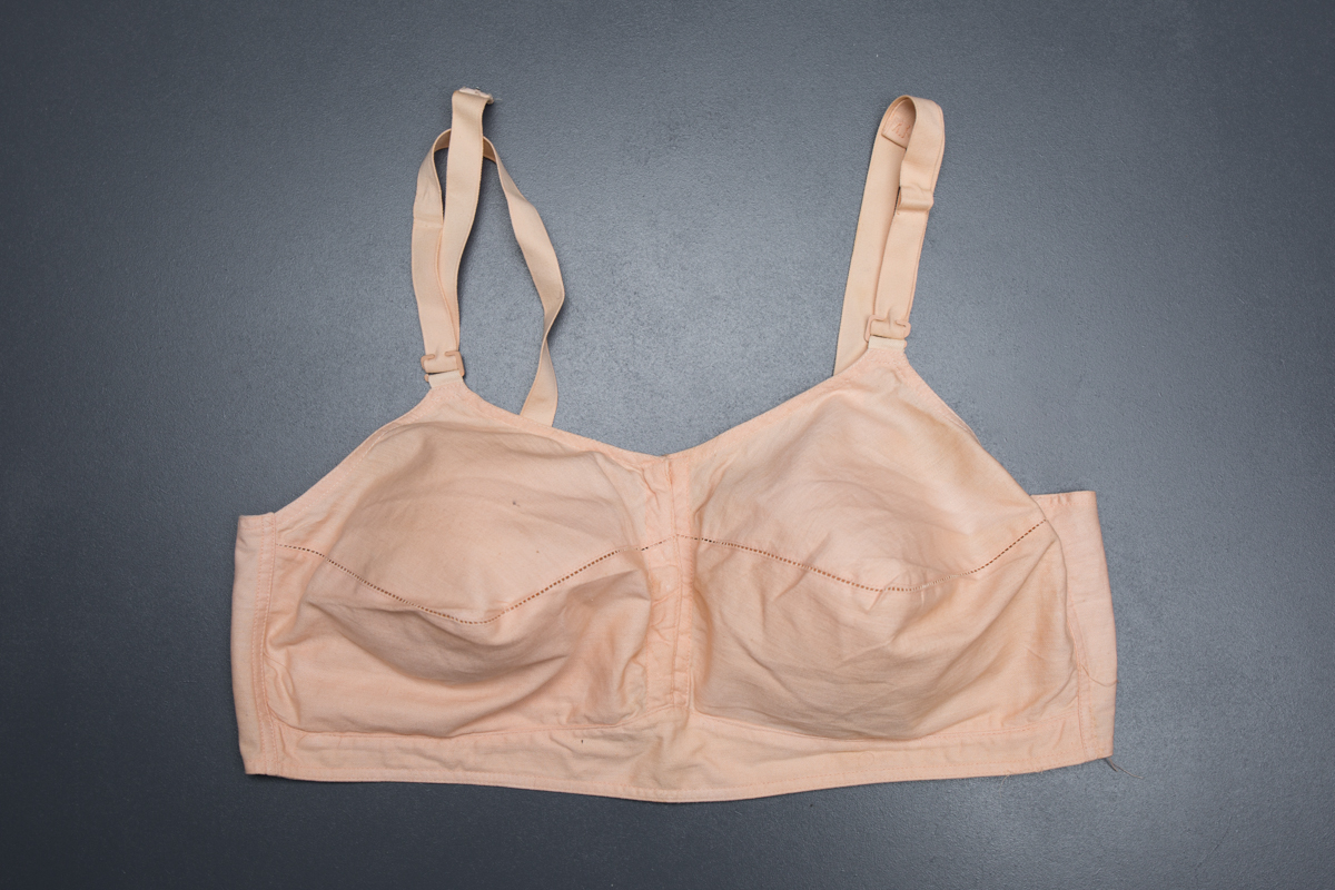 Cotton Nursing Bra With Faggoting Stitch By Maidenform, c. 1934, USA. The Underpinnings Museum. Photography by Tigz Rice