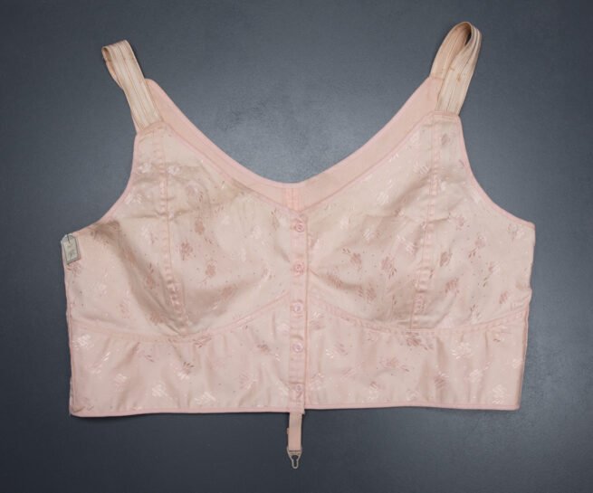 Front Fastening & Fan Laced Bra By Avro, c. 1941, England. The Underpinnings Museum. Photography by Tigz Rice